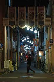 夜散歩のススメ1913 中央銀座の裏と表看板門から 夜散歩のススメ 夜 散歩 夜景 壁紙 建物 イラスト