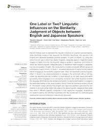 Tetapi pada hari terakhir konvensyen, seorang saudara memasukkan sejumlah wang ke dalam saku kot riana. Pdf One Label Or Two Linguistic Influences On The Similarity Judgment Of Objects Between English And Japanese Speakers