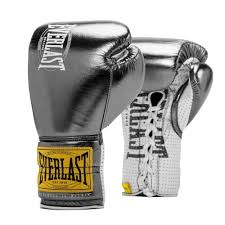 Everlast 1910 Fight Boxing Gloves Laces Metallic Silver