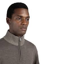 Espresso Brown Shark Tag Cool-Touch Wool Half Zip Sweater