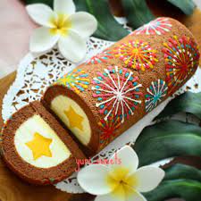 fireworks deco roll cake filled with lemon yogurt mousse and mango one of lots of memories in australia roll cake holiday baking gifts cake roll