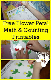 Free Flower Petal Counting Math Printable 3 Dinosaurs Math Printables Preschool Math Math