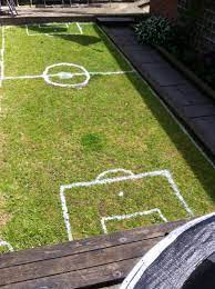 Created A Mini Football Pitch In The Garden With Line Marker Spray The Boys Love It Football Pitch Flower Landscape Garden Design