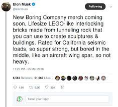 Elon Musk Just Announced That He Has Figured Out A Way To Monetize Tailings From Boringcompany Tunnel Drilling Elonmusk Interlocking Bricks Seismic Sparring