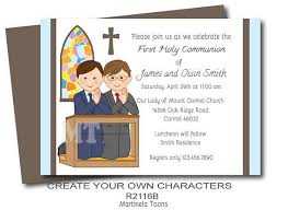 Invitacion De Primera Comunion De Ninos Gemelos Invitacion De Comunion Personalizado Perso Create Your Own Character Mount Carmel Church Lady Of Mount Carmel