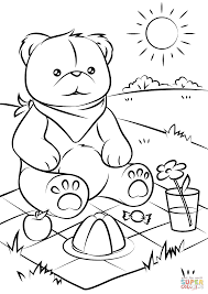 Color this picture of two people having a picnic on a sunny day. Teddy Bears Picnic Coloring Page Free Printable Coloring Pages Teddy Bear Coloring Pages Bear Coloring Pages Coloring Pages