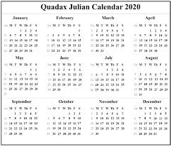 Julian Calendar 2020 Free Calendar Template Printable Calendar Template Julian Dates