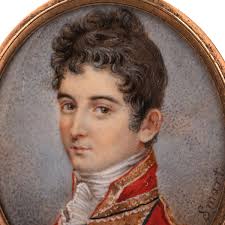 Antique Miniature Young Man Military Officer Portrait Painting John Sm