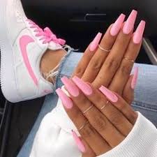Acrylic nail designs can be created with a blend of matte black and shiny silver. 800 Pink Nails Ideas Pink Nails Nails Cute Nails