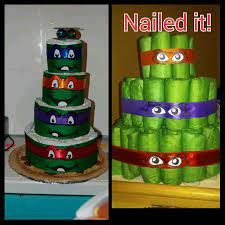 Ninja Turtle Diaper Cake Turtle Baby Shower Sports Baby Shower Baby Shower Diaper Cake