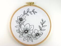Simple floral wreath embroidery pattern. Beginner Hand Embroidery Pattern Anemone Floral Wreath Hand Embroidery Designs Embroidery Patterns Free Hand Embroidery Patterns