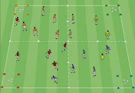 Treasure Hunters Is A Fun Invasion Game Where Players Are Put Into Four Teams And Each Team Tries To Steal Soccer Balls Soccer Warm Ups Soccer Training Soccer