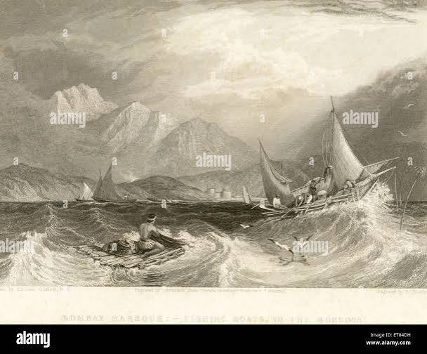 Bombay harbour ; fishing boats in the Monsoon ; Bombay now Mumbai ; Maharashtra ; India Stock Photo - Alamy