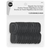 Dritz Square Sew-On Magnetic Snaps, Black, 12 Sets