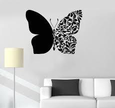 Black And White Wall Art Butterfly Wall Painting Wall Vinyl Decal Butterfly Flower Ornament Symbol Of Endurance Etsy In 2020 Wall Painting Decor Simple Wall Paintings Creative Wall Painting
