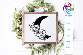 Download Floral Moon Svg Half Moon Floral Crella