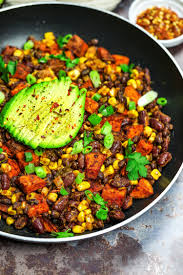 Mexican Bean And Sweet Potato Hash Uk Health Blog Nadia S Healthy Kitchen Sweet Potato Recipes Healthy Sweet Potato Hash Mexican Sweet Potatoes