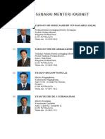 Berikut adalah jawatan senarai menteri kabinet yang bakal diisi nanti. Menteri Kabinet Kemaskini Apr 2017