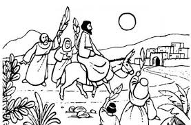 Tons of free drawings to color in our collection of printable coloring pages! Jesus Rode A Donkey To Jerusalem In Palm Sunday Coloring Page Color Luna