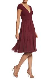 Dress The Population Corey Chiffon Fit Flare Dress Nordstrom Burgundy Cocktail Dress Fit And Flare Cocktail Dress Short Dresses Casual