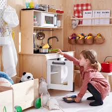 Hape e3150 cook & serve kids wooden pretend kitchen play food plates & utensils set with plates, forks, knives, spoon, spatula, pot, pan, & shakers. Duktig Play Kitchen Birch 28 3 8x15 3 4x42 7 8 Ikea