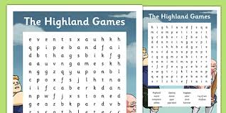 This is the classic word search puzzle where you need to locate a list of given words in a grid. Highland Games Word Search Teacher Made