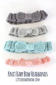 Loom knitting an ear warmer headband pattern. Knit Bow Baby Headband Knitting Pattern Little Red Window
