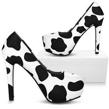 Black And White Cow Print Heels Cow Print High Heels Heels High Heels Cow Print
