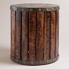 Wood Plank Drum Table Drum Table Unique Accent Tables Wood Accent Table