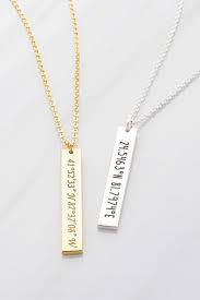 Coordinates Bar Necklace Engraved Coordinates Necklace Going Away Gifts For Co Workers Custom Coordinate Gifts For Friends Goodbye Gifts Coordinates Gift