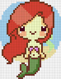 Disney The Little Mermaid Ariel Hama Perler Bead Pattern Punto De Cruz Punto De Cruz Disney