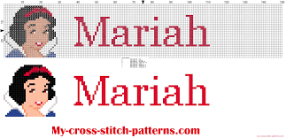 The chart can be downloaded to your computer where you can print and store it. Mariah Cross Stitch Pattern Name With Disney Princess White Snow Free Cross Stitch Patterns Simple Unique Alphabets Baby