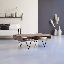 What kind of wood is a walnut coffee table made of? Walnut Coffee Table 11 X 70 Cm Living Room Furniture Tikamoon