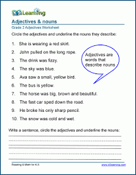 We help your children build good study habits and excel in school. Adjectives And Nouns Worksheets For Grade 2 K5 Learning