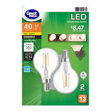 Moguls are the largest, and are found on higher power bulbs. Great Value Led Light Bulb 4 5 Watts 40w Equivalent G16 Small Globe E12 Candelabra Base Non Dimmable Soft White 2 Pack Walmart Com Walmart Com