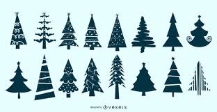 Hand drawn cartoon christmas tree merry christmas christmas svg font. Pine Tree Silhouette Set Vector Download