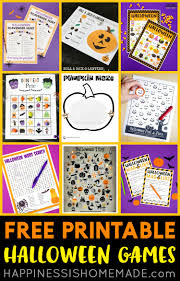 We have 100's of free printable kids worksheets designed to help them learn everything from early math skills like numbers and patterns to things like addition, subtraction, multiplication, division, fractions, angles, money, time and much more. Free Printable Halloween Games Happiness Is Homemade