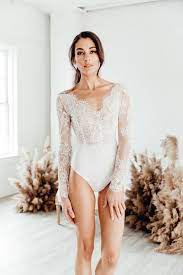 Vivianne Bodysuit Wedding Separate V Neck Wedding Dress Classic Wedding Dress Long Sleeve Wedding Dress Lace Wedding Dress Hochzeitskleider Vintage Kleid Standesamt Braut Braut
