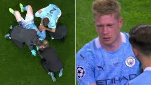 Kevin de bruyne went off with a nasty looking head injury in the uefa champions league final, as the manchester city and belgium star was in a bad way. Ucl Final De Bruyne Goes Off In Tears After Strong Hit From Rudiger Marca