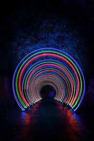 Neon Circles Enter The Tunnel Ets Neon Lighting Light Painting Neon Art