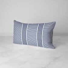 Navy Blue Striped Lumbar Throw Pillow 12x20 Decorative Pillow Rectangular Accent Pillow Throw Pillows Lumbar Throw Pillow Decorative Throw Pillows