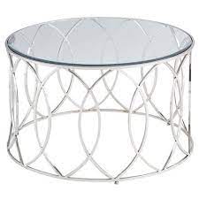 Kate and laurel celia metal foldable round accent coffee table, 28.25 x 28.25 x 19, mirrored surface and silver frame, modern minimalist design and detachable magnetic tabletop. Elana Silver Stainless Steel Round Coffee Table Pier 1 Imports Silver Coffee Table Geometric Coffee Table Round Coffee Table