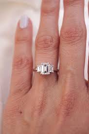 Emerald Diamond Engagement Ring 3 Stone Emerald Shape Diamond Engagement Ring Rin Emerald Ring Engagement Diamond Emerald Shape Diamond Fine Engagement Rings