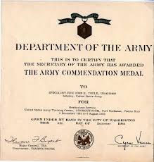 The army commendation medal is awarded to any member of the armed forces other than general officers. Army Commendation Medal Award Certificate Tulane University Digital Library