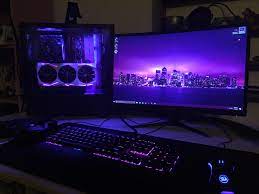 New Setup After Getting A Vertical Gpu Mount What Can I Add Computer Setup Gaming Desk Setup Setup