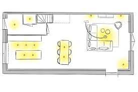 een voorbeeld van een schets waarin overzichtelijk staat waar je meubels en verlichting komen en hoe deze ruimte eru verlichting woning verlichting plattegrond