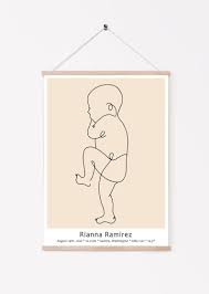 Birth Poster In Scale 1 1 Baby Sketch Custom Newborn Poster Etsy In 2020 Baby Sketch Baby Posters Newborn Art