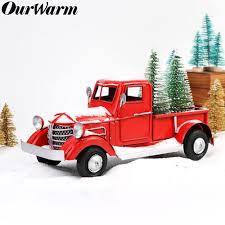 This antique, red, christmas pickup truck house flag is perfect for your country christmas décor. Ourwarm Christmas Red Metal Truck Vintage Truck Christmas Table Decor Red Truck With Christmas Tree Dec Table Top Decor For Home Pendant Drop Ornaments Aliexpress