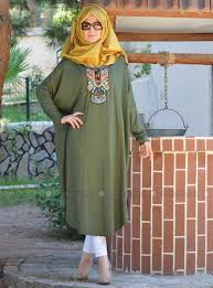 Otantik Tunik Haki Yesil Henna Elisa Kadin Giyim Tunik Elbiseler