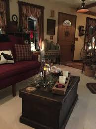 Love That Coffee Table But As A Toy Box For The Boys Also Love That Style Of Curtains For N Primitive Living Room Colonial Decor Primitive Decorating Country